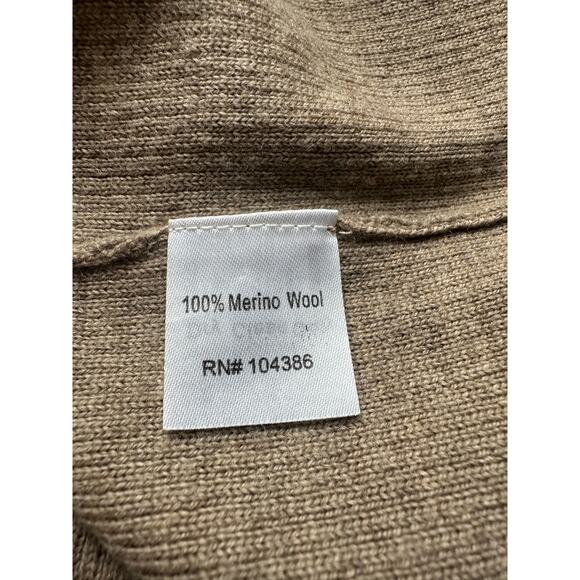 Garnet Hill Sz S 100% Merino Wool Turtleneck Sweater Dress Ribbed Tan Neutral - Picture 4 of 11